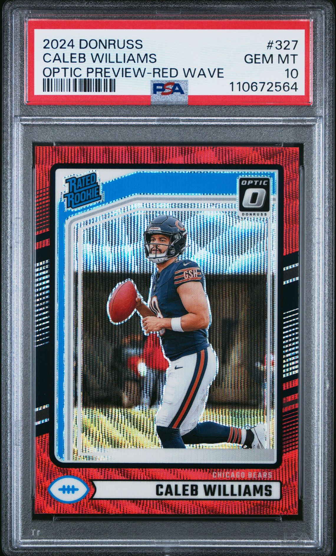 2024 Panini Donruss Caleb Williams #327 (Optic Preview-Red Wave) Gem Mt 10 front