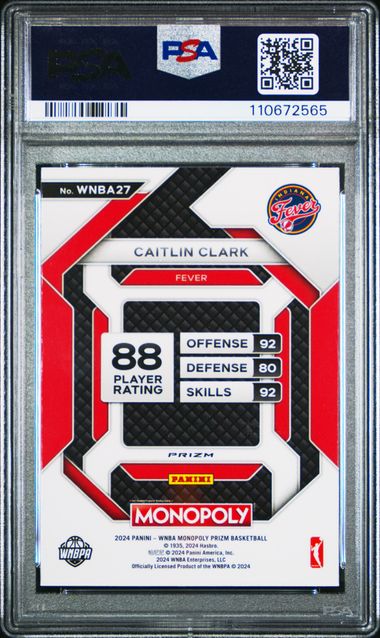 2024 Panini Prizm Monopoly Wnba Insert Caitlin Clark #27 (Insert-Silver Prizm) Mint 9 back