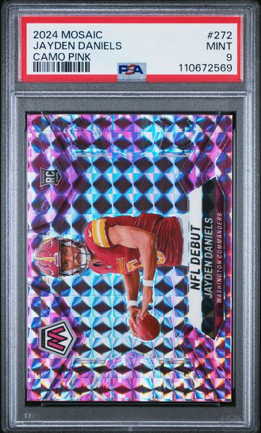 2024 Panini Mosaic Jayden Daniels #272 (Camo Pink) Mint 9 front