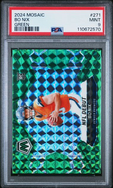 2024 Panini Mosaic Bo Nix #271 (Green) Mint 9 front