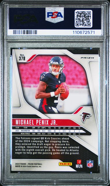 2024 Panini Prizm Michael Penix Jr. #378 (Silver Prizm) Gem Mt 10 back