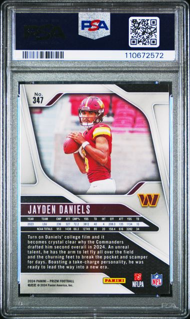 2024 Panini Prizm Jayden Daniels #347 Gem Mt 10 back