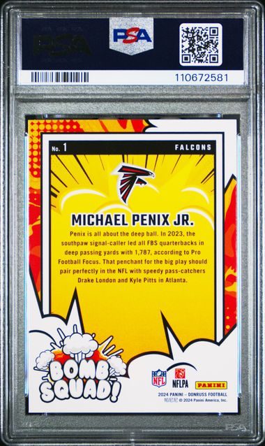 2024 Panini Donruss Bomb Squad Michael Penix Jr. #1 Gem Mt 10 back