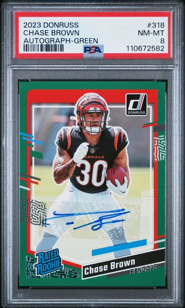 2023 Panini Donruss Chase Brown #318 (Autograph-Green) Nm-Mt 8 front