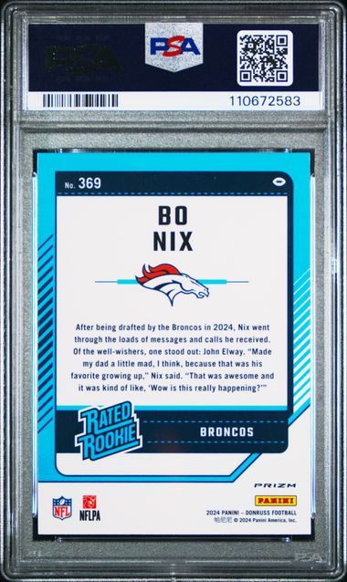 2024 Panini Donruss Bo Nix #369 (Optic Preview-Red Wave) Gem Mt 10 back