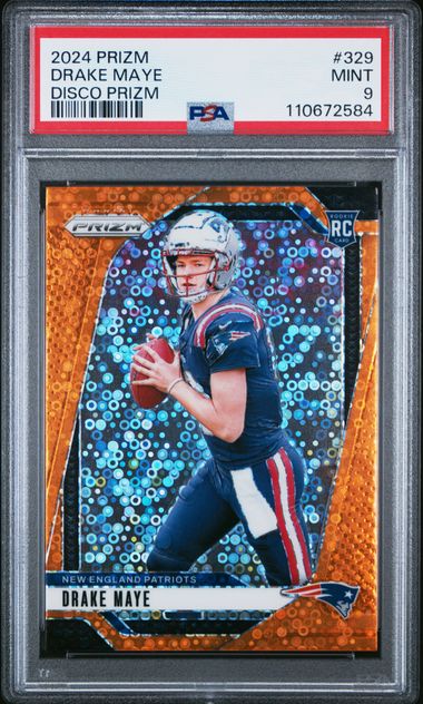 2024 Panini Prizm Drake Maye #329 (Disco Prizm) Mint 9 front
