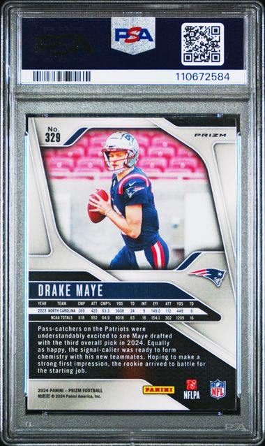 2024 Panini Prizm Drake Maye #329 (Disco Prizm) Mint 9 back