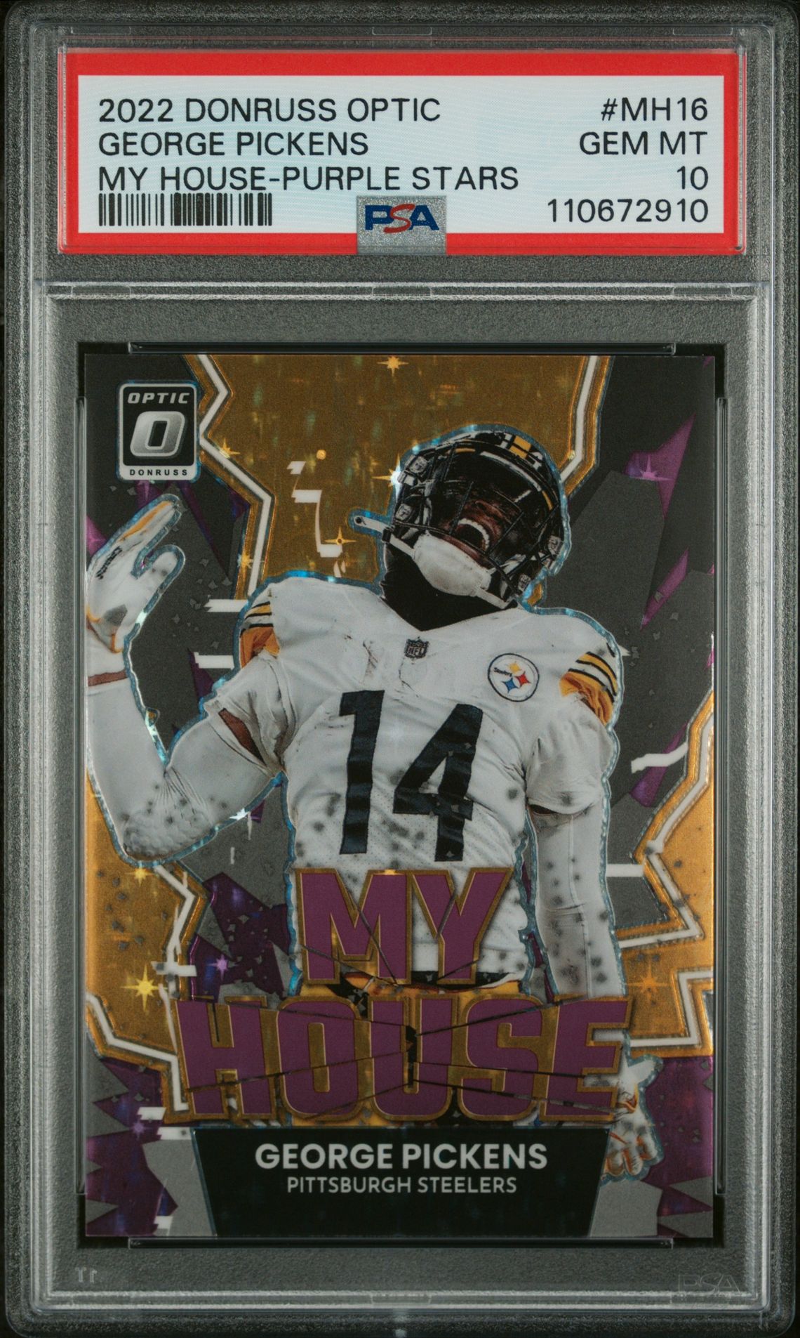 2022 Panini Donruss Optic My House George Pickens #Mh16 (My House-Purple Stars) Gem Mt 10 front