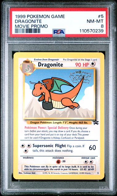 1999 Pokemon Game Movie Dragonite #5 (Movie Promo) Nm-Mt 8 front