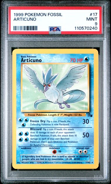 1999 Pokemon Fossil Articuno #17 Mint 9 front