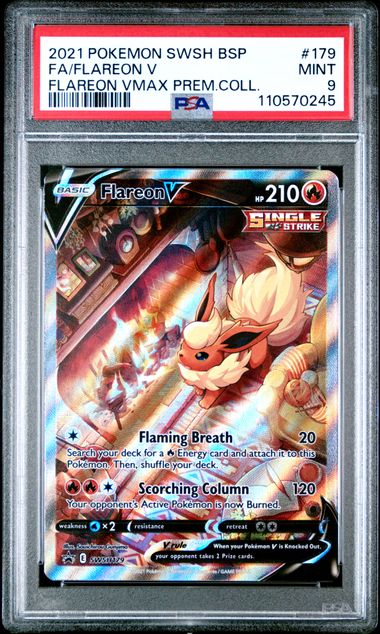 2021 Pokemon Swsh Black Star Promo Fa/Flareon V #179 (Flareon Vmax Prem.coll.) Mint 9 front