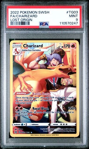 2022 Pokemon Sword & Shield Lost Origin Fa/Charizard #Tg03 (Lost Origin) Mint 9 front