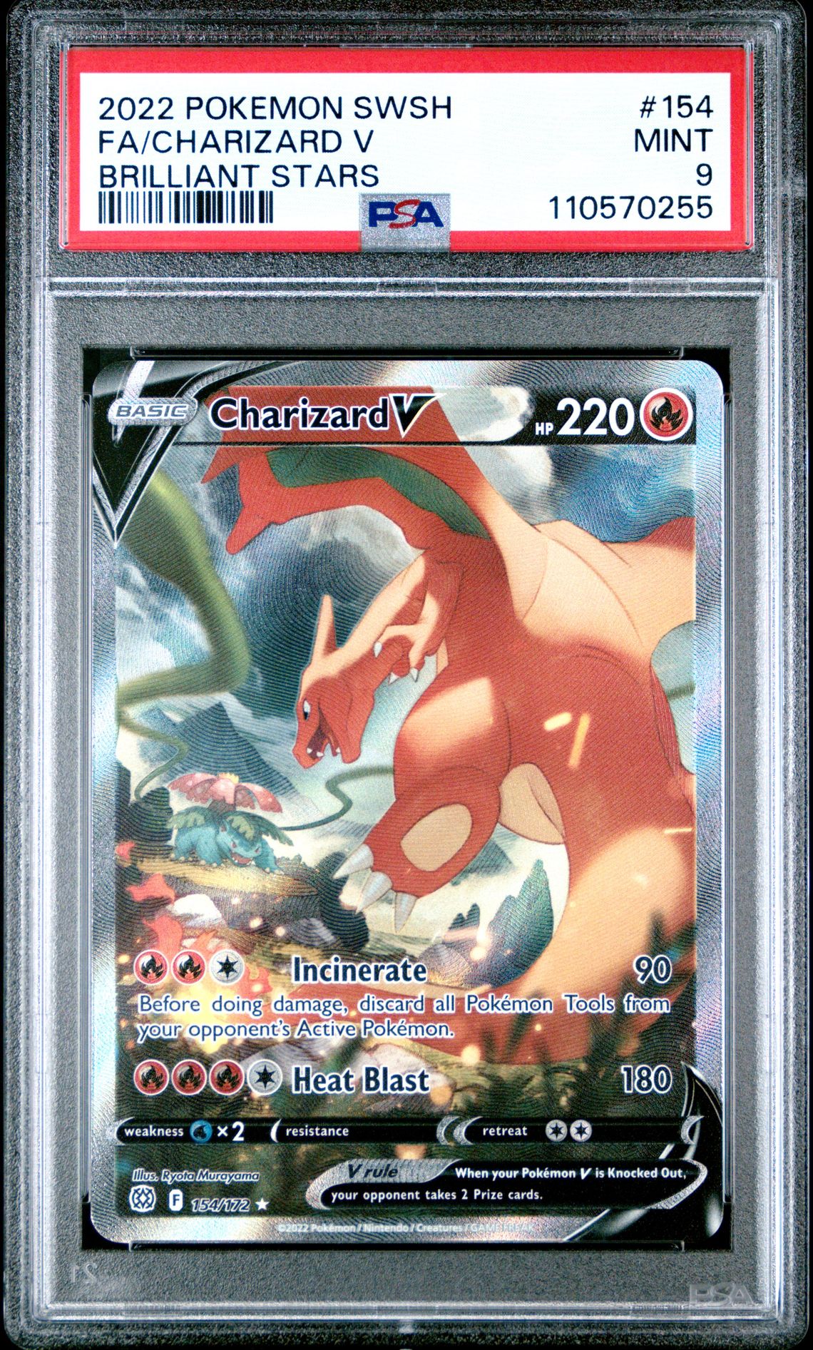 2022 Pokemon Sword & Shield Brilliant Stars Fa/Charizard V #154 (Brilliant Stars) Mint 9 front