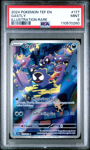 2024 Pokemon Tef En-Temporal Forces Gastly #177 (Illustration Rare) Mint 9 front