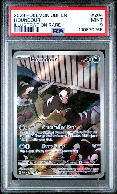2023 Pokemon Obf En-Obsidian Flames Houndour #204 (Illustration Rare) Mint 9 front