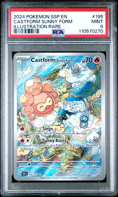 2024 Pokemon Ssp En-Surging Sparks Castform Sunny Form #195 (Illustration Rare) Mint 9 front
