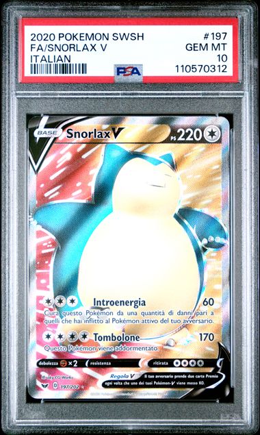 2020 Pokemon Sword & Shield Fa/Snorlax V #197 (Italian) Gem Mt 10 front