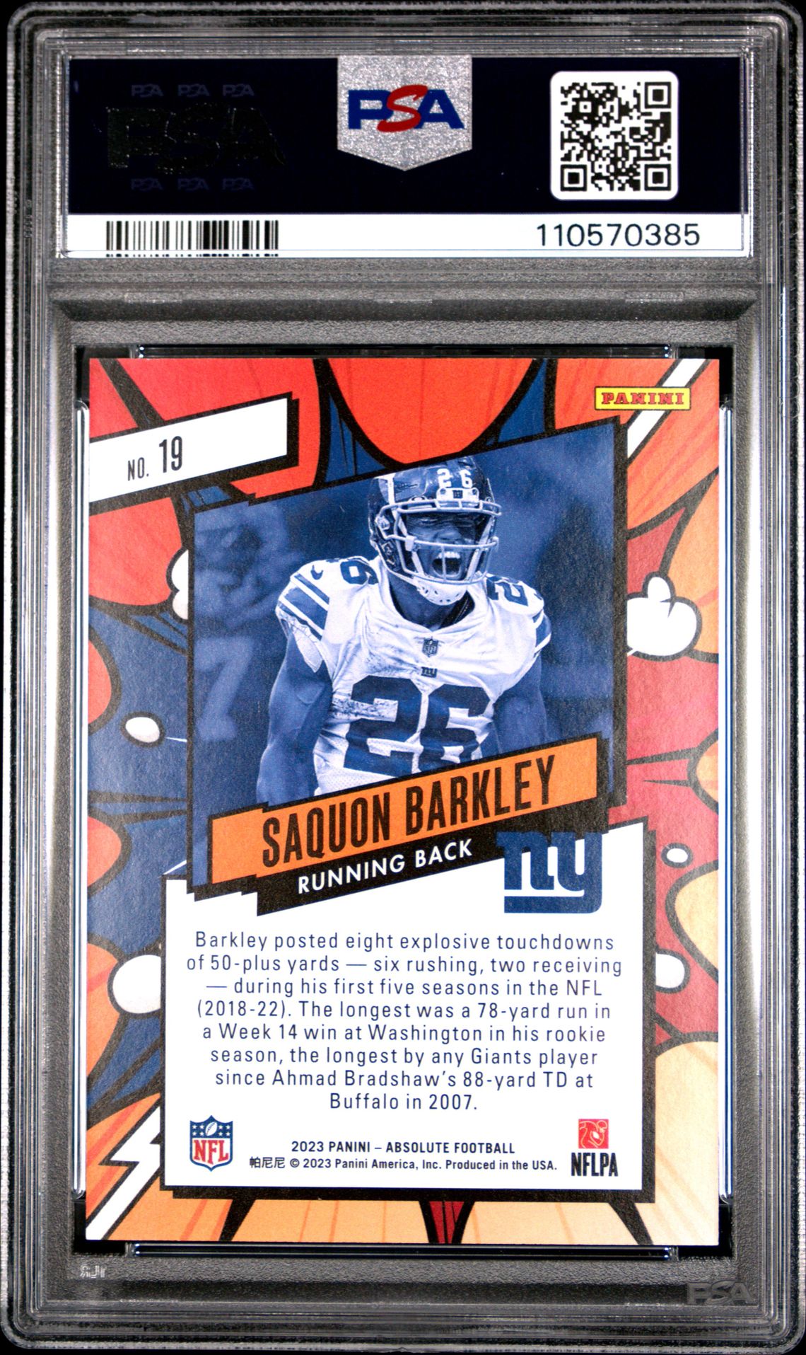 2023 Panini Absolute Explosive Saquon Barkley #19 Mint 9 back