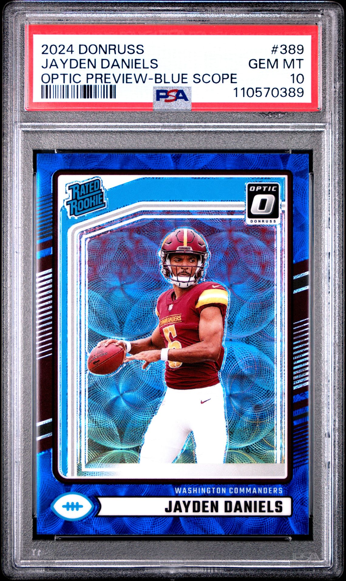 2024 Panini Donruss Jayden Daniels #389 (Optic Preview-Blue Scope) Gem Mt 10 front