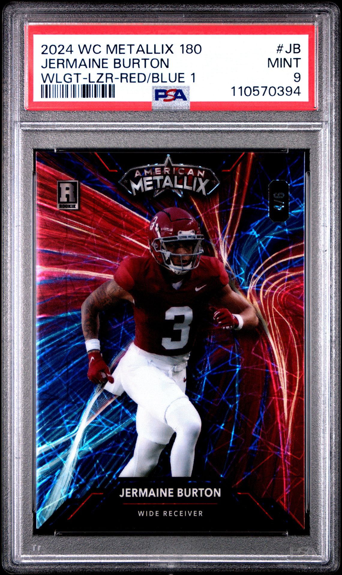 2024 Wild Card American Metallix Promo Pro-Look 180 Wildlight Jermaine Burton #Jb (Wlgt-Lzr-Red/Blue 1) Mint 9 front