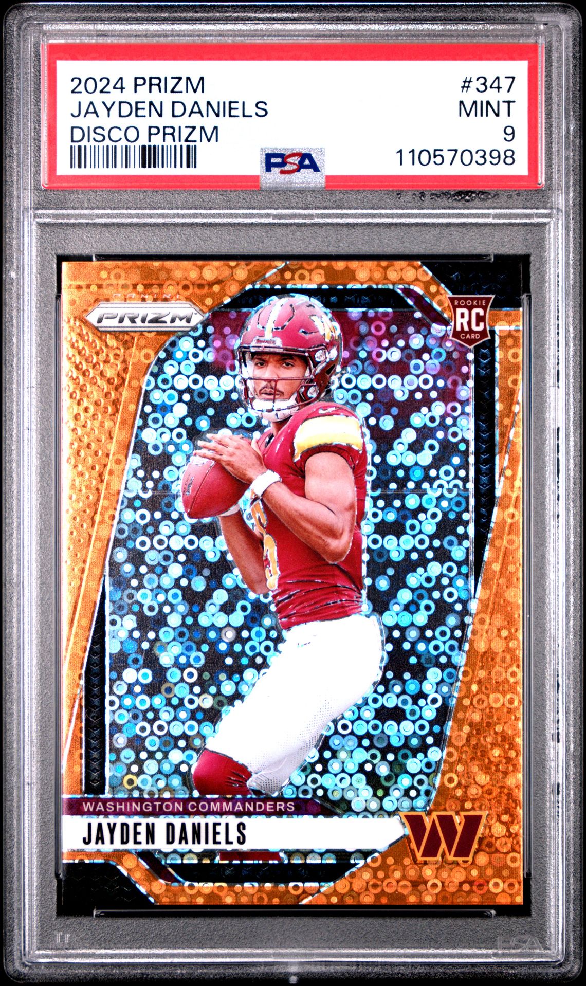 2024 Panini Prizm Jayden Daniels #347 (Disco Prizm) Mint 9 front