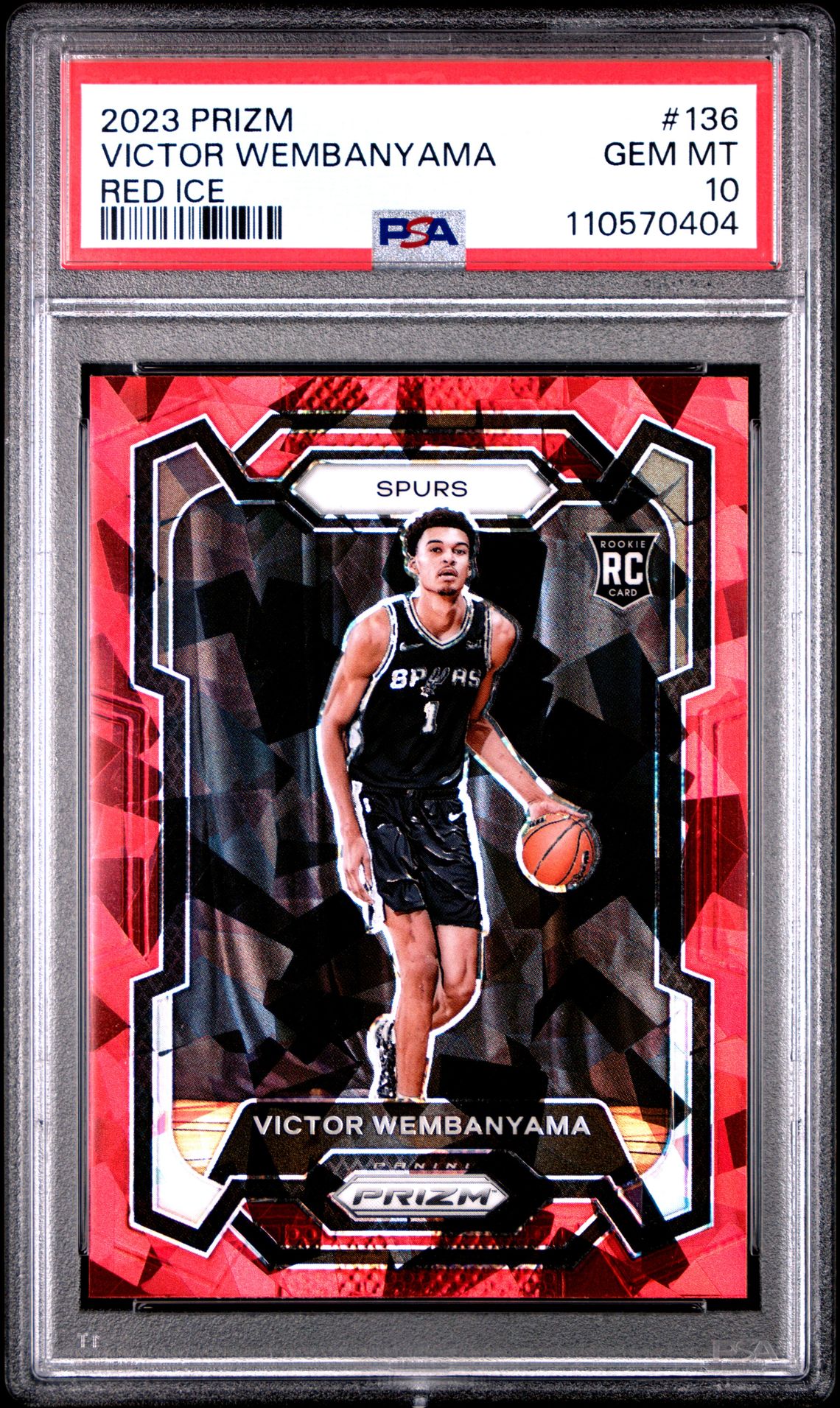 2023 Panini Prizm Victor Wembanyama #136 (Red Ice) Gem Mt 10 front