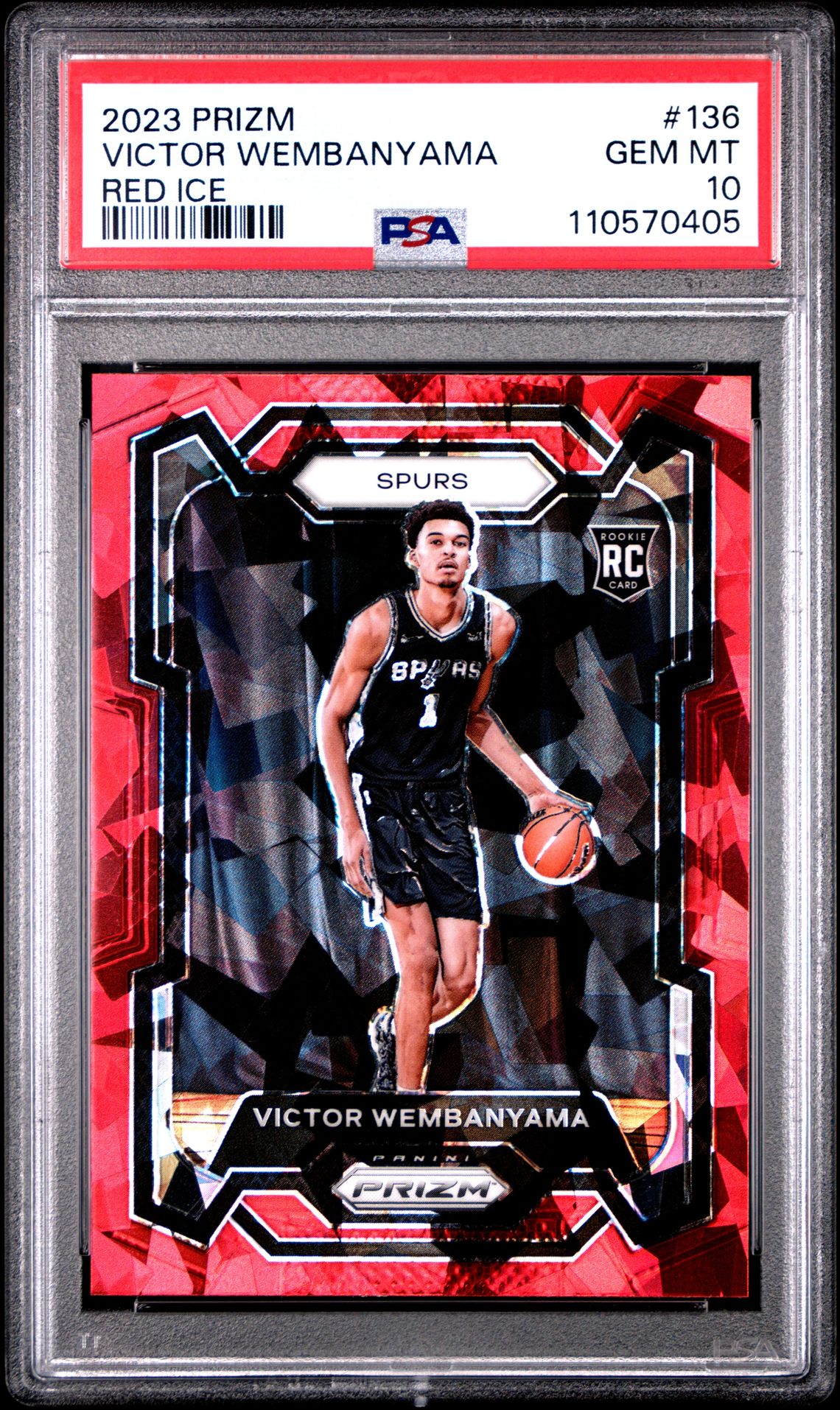 2023 Panini Prizm Victor Wembanyama #136 (Red Ice) Gem Mt 10 front