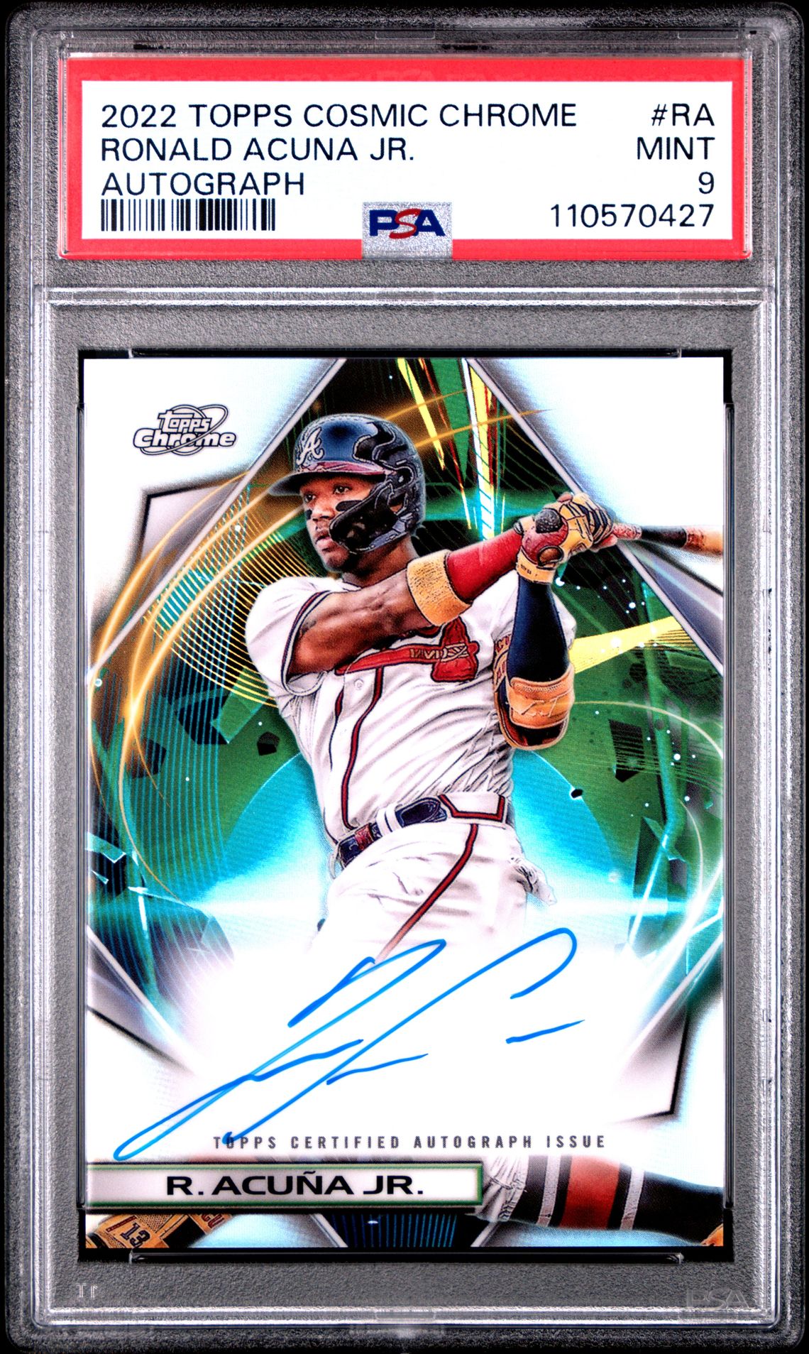 2022 Topps Cosmic Chrome Autographs Ronald Acuna Jr. #Ra (Autograph) Mint 9 front