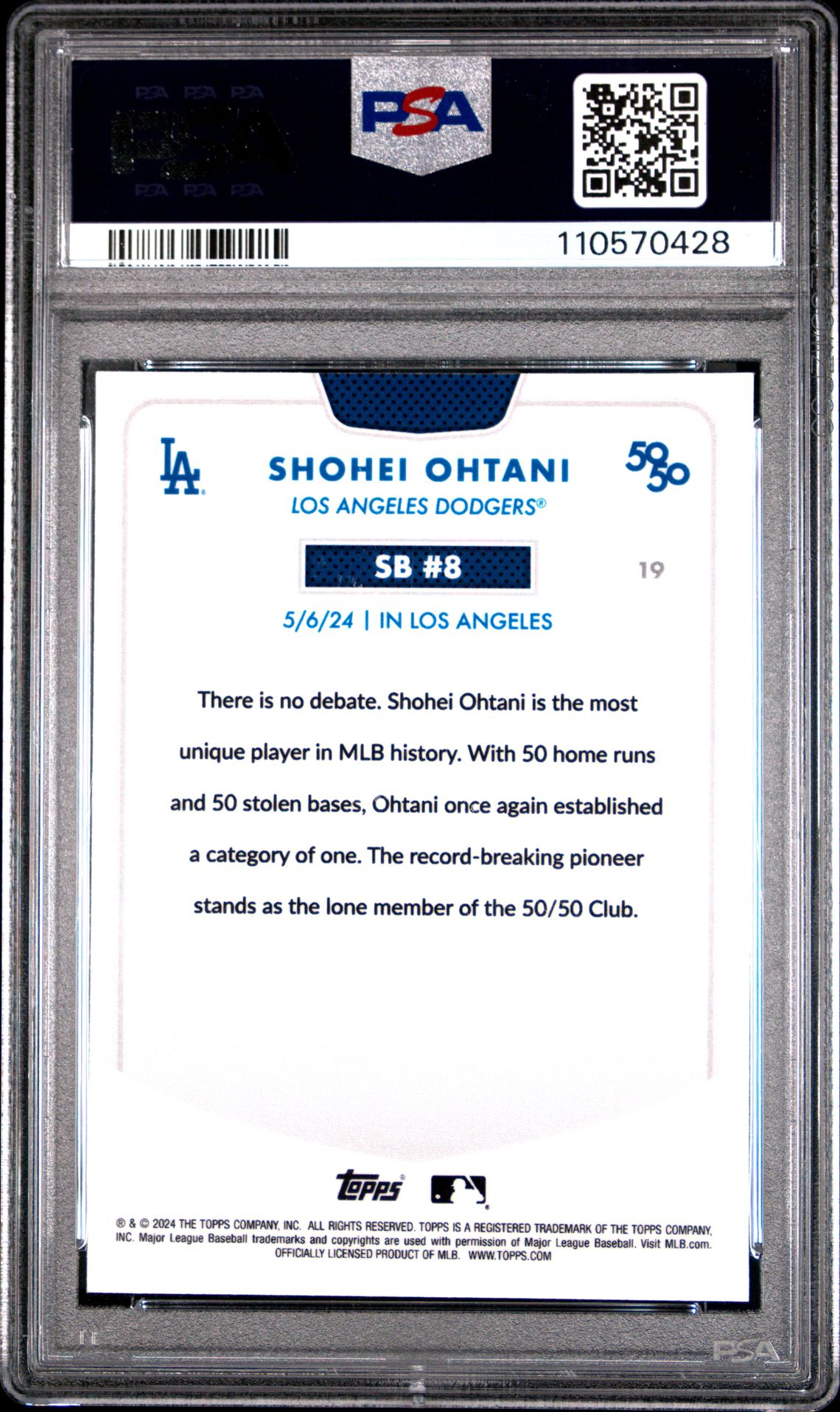2024 Topps 50/50 Shohei Ohtani Shohei Ohtani #19 (Chrome-Aqua Refractor) Mint 9 back