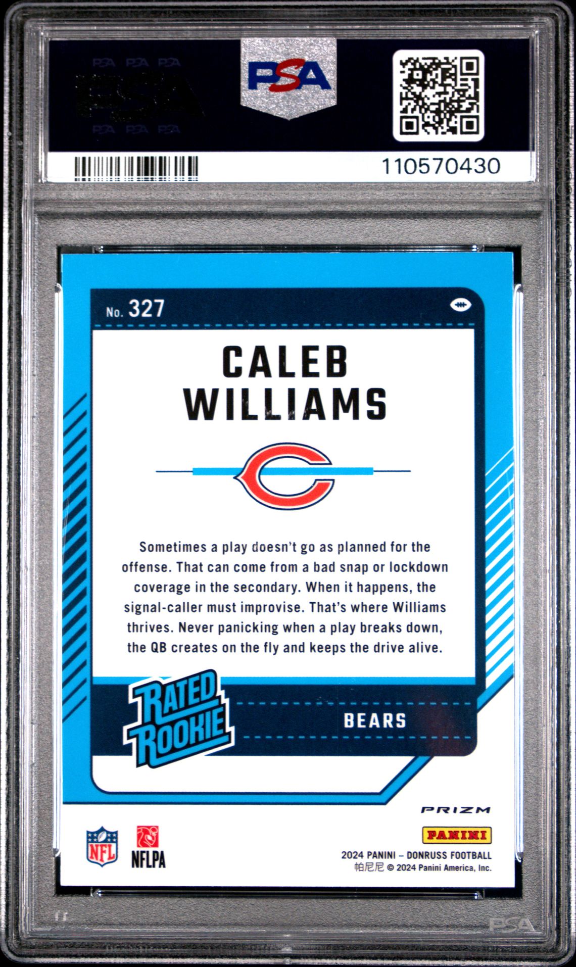 2024 Panini Donruss Caleb Williams #327 (Optic Preview) Mint 9 back