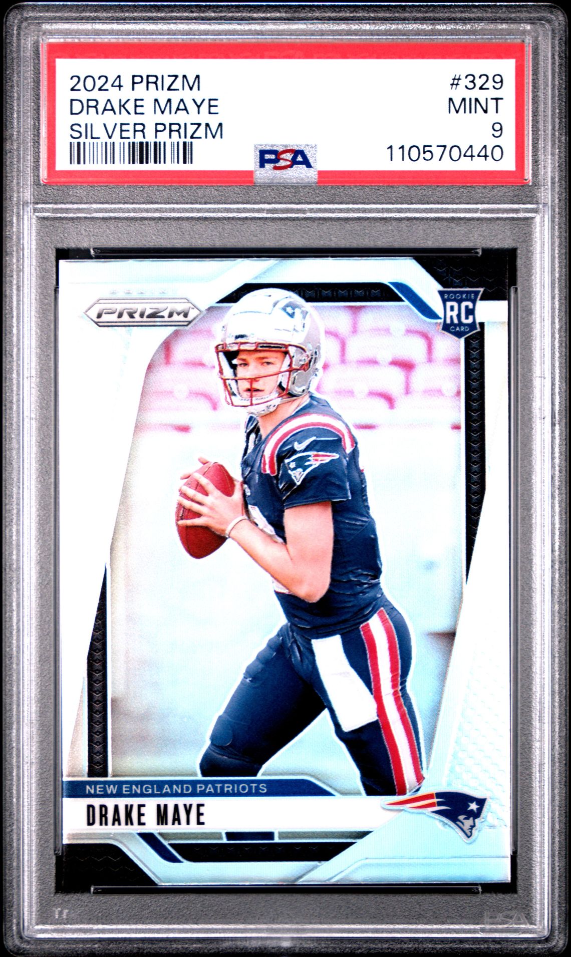 2024 Panini Prizm Drake Maye #329 (Silver Prizm) Mint 9 front