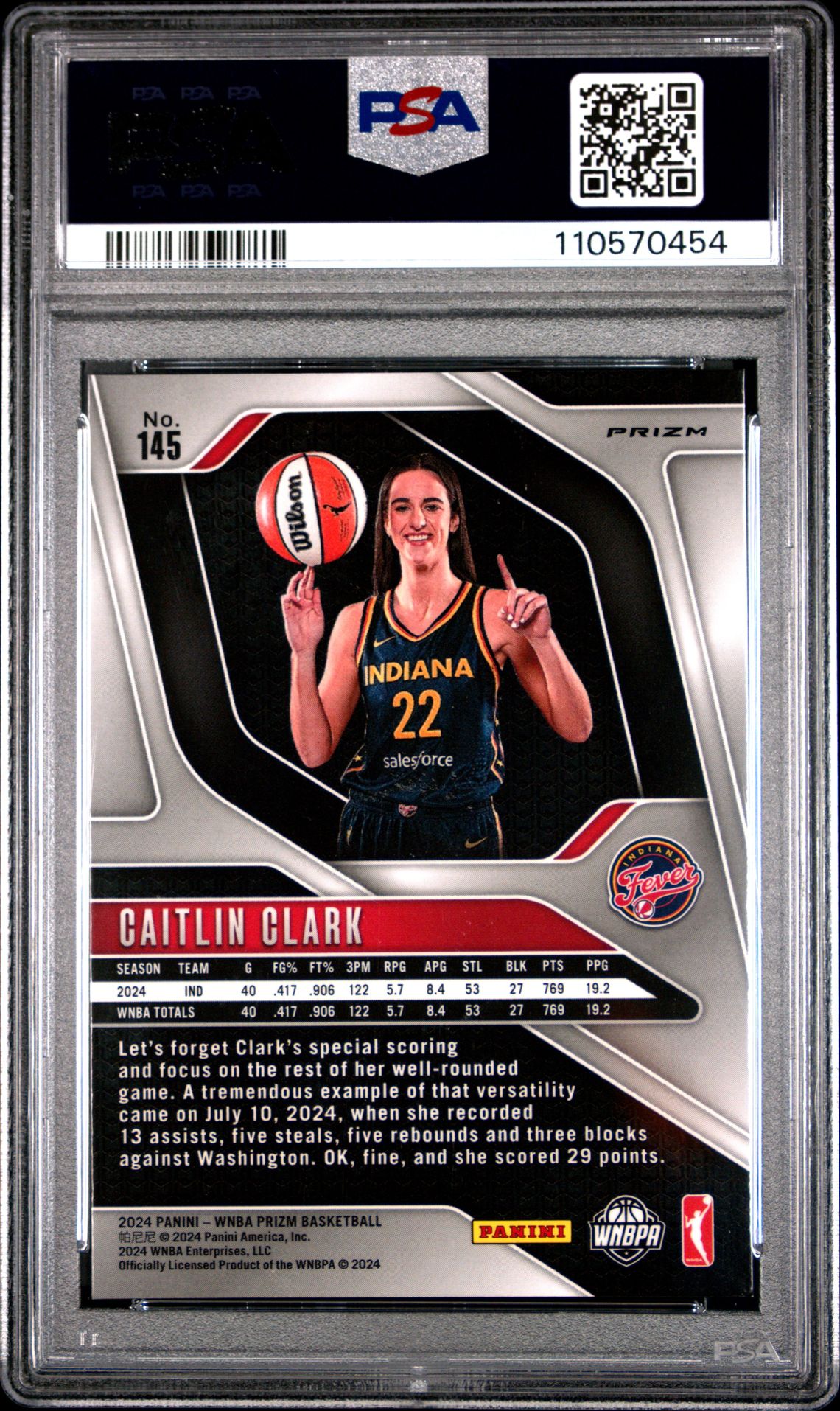2024 Panini Prizm Wnba Caitlin Clark #145 (Ice) Nm-Mt 8 back
