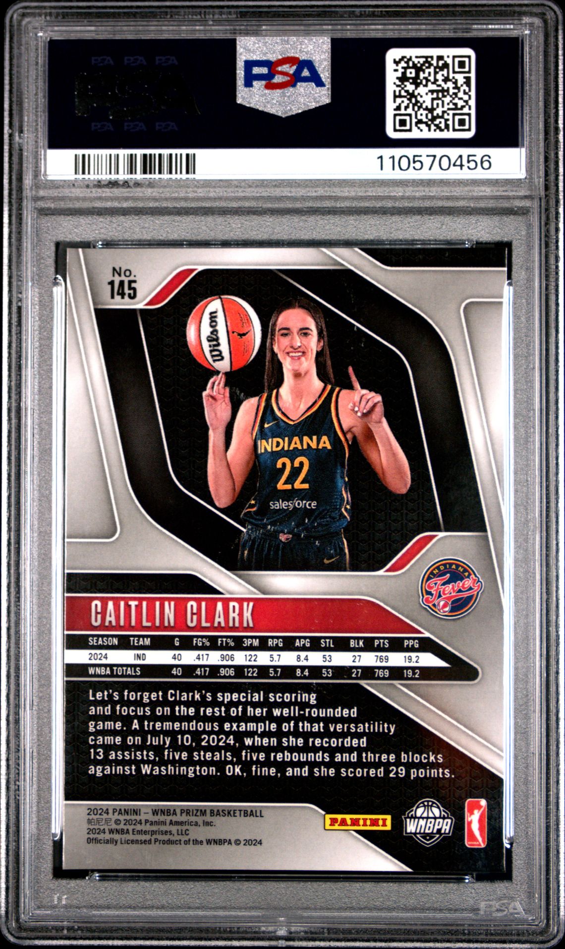 2024 Panini Prizm Wnba Caitlin Clark #145 Nm-Mt 8 back
