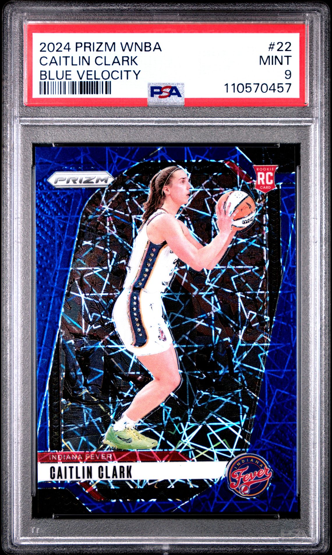2024 Panini Prizm Wnba Caitlin Clark #22 (Blue Velocity) Mint 9 front