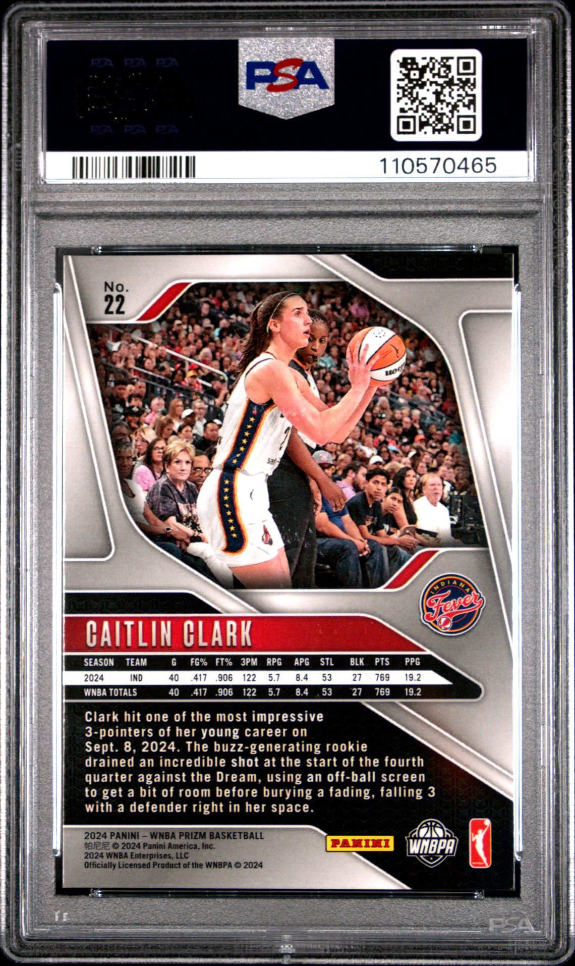 2024 Panini Prizm Wnba Caitlin Clark #22 Nm-Mt 8 back