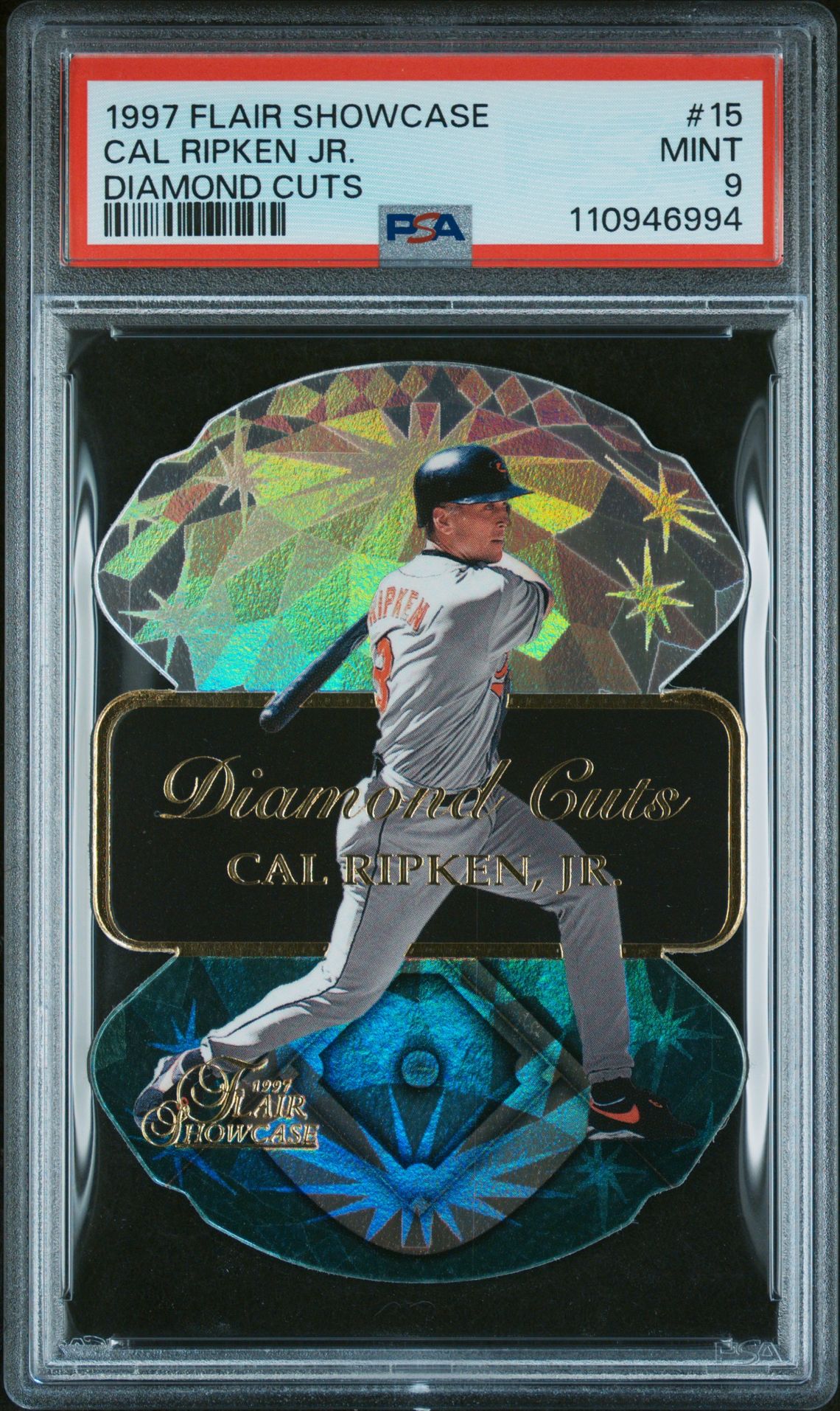 1997 Flair Showcase Diamond Cuts Cal Ripken Jr. #15 (Diamond Cuts) Mint 9 front