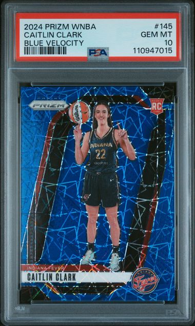 2024 Panini Prizm Wnba Caitlin Clark #145 (Blue Velocity) Gem Mt 10 front