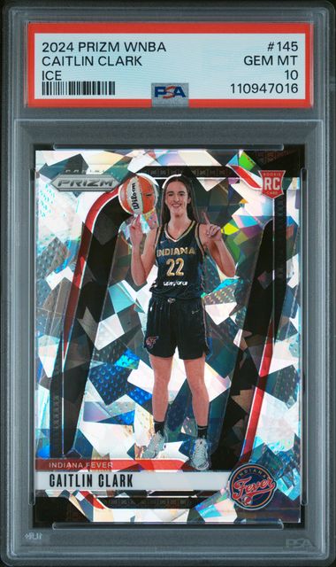 2024 Panini Prizm Wnba Caitlin Clark #145 (Ice) Gem Mt 10 front