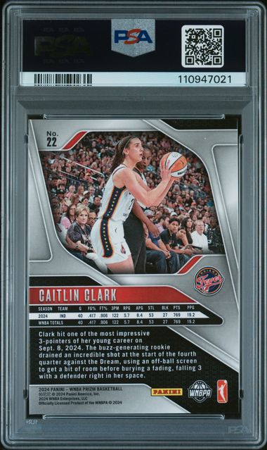2024 Panini Prizm Wnba Caitlin Clark #22 Gem Mt 10 back