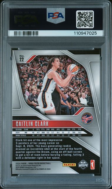2024 Panini Prizm Wnba Caitlin Clark #22 Mint 9 back