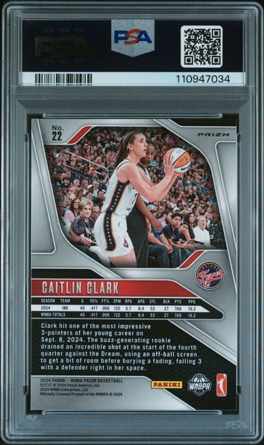 2024 Panini Prizm Wnba Caitlin Clark #22 (Green Prizm) Mint 9 back