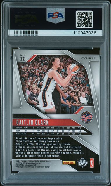 2024 Panini Prizm Wnba Caitlin Clark #22 (Ice) Mint 9 back