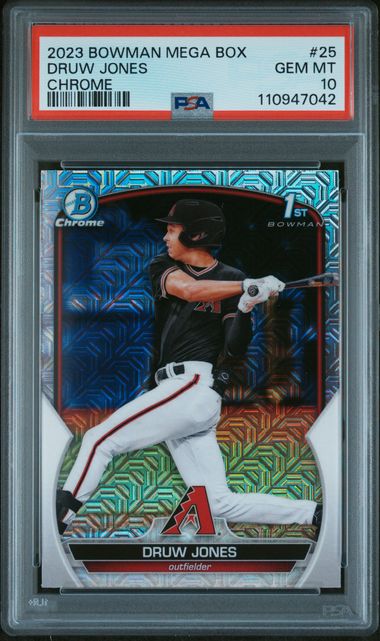 2023 Bowman Mega Box Chrome Druw Jones #25 (Chrome) Gem Mt 10 front