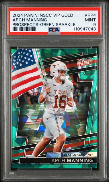 2024 Panini National Sports Collectors Convention Vip Gold Prospects Arch Manning #Rp4 (Prospects-Green Sparkle) Mint 9 front