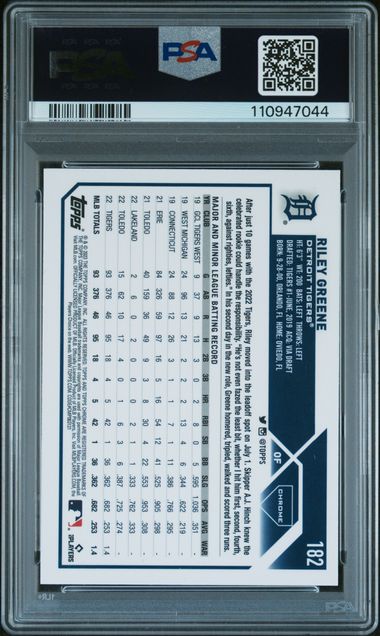 2023 Topps Chrome Riley Greene #182 (X-Fractor) Mint 9 back