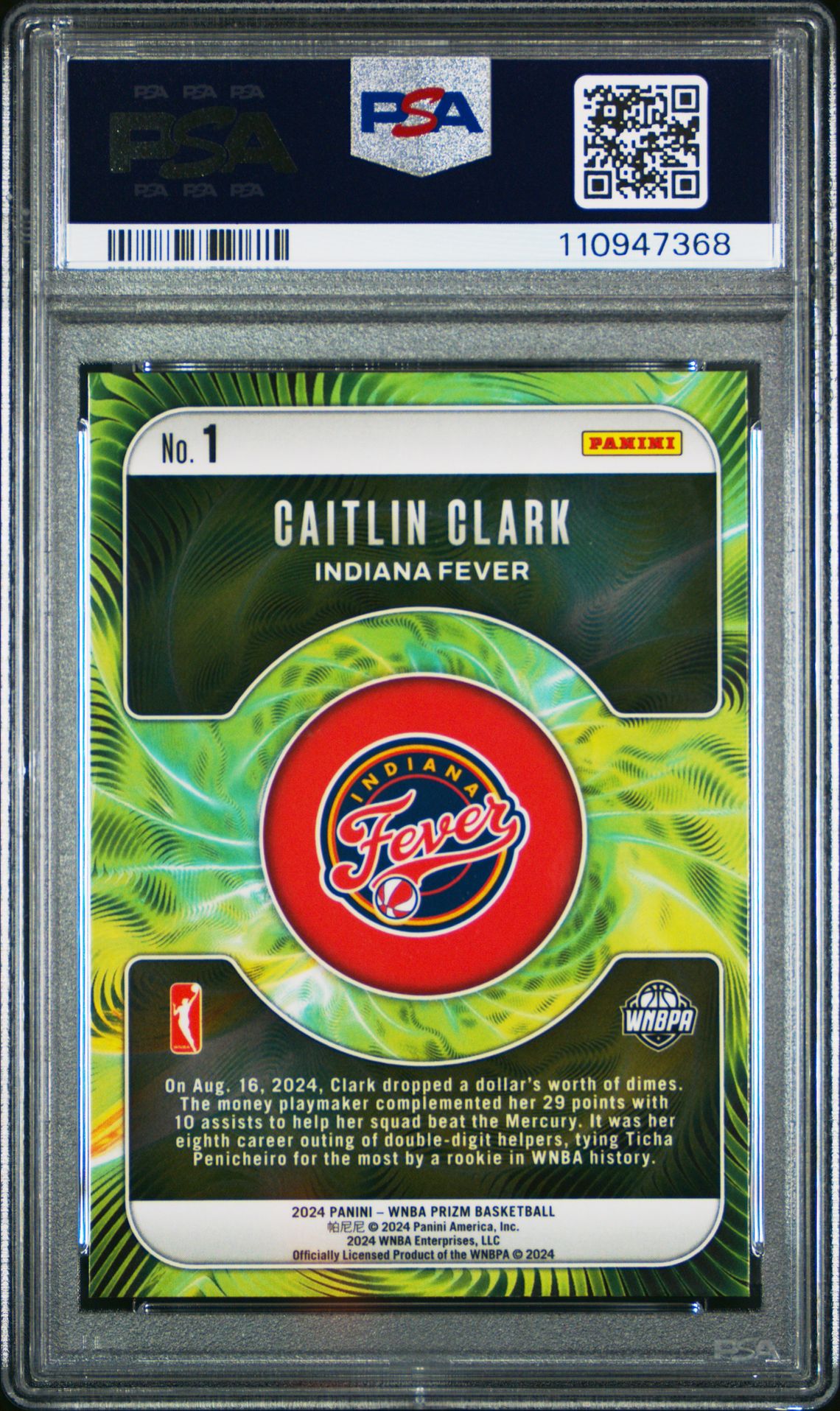 2024 Panini Prizm Wnba Fractal Caitlin Clark #1 Mint 9 back