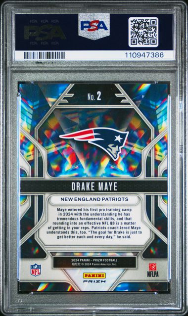 2024 Panini Prizm Prizmatic Drake Maye #2 (Prizmatic-Green Ice) Mint 9 back