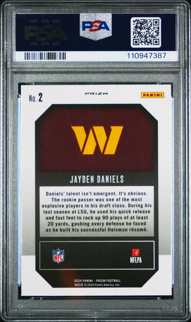 2024 Panini Prizm Emergent Jayden Daniels #2 (Emergent-Green Prizm) Mint 9 back