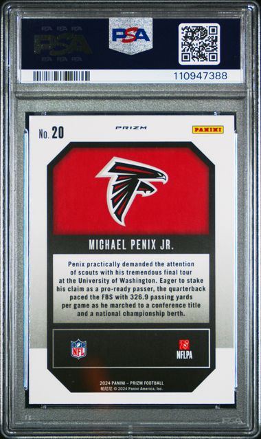 2024 Panini Prizm Emergent Michael Penix Jr. #20 (Emergent-Green Prizm) Gem Mt 10 back