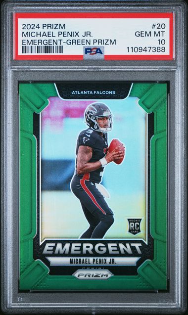 2024 Panini Prizm Emergent Michael Penix Jr. #20 (Emergent-Green Prizm) Gem Mt 10 front